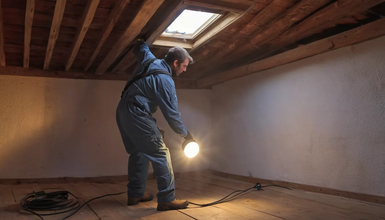 Provider inspecting an older University Park home attic for rodent and wildlife entry points